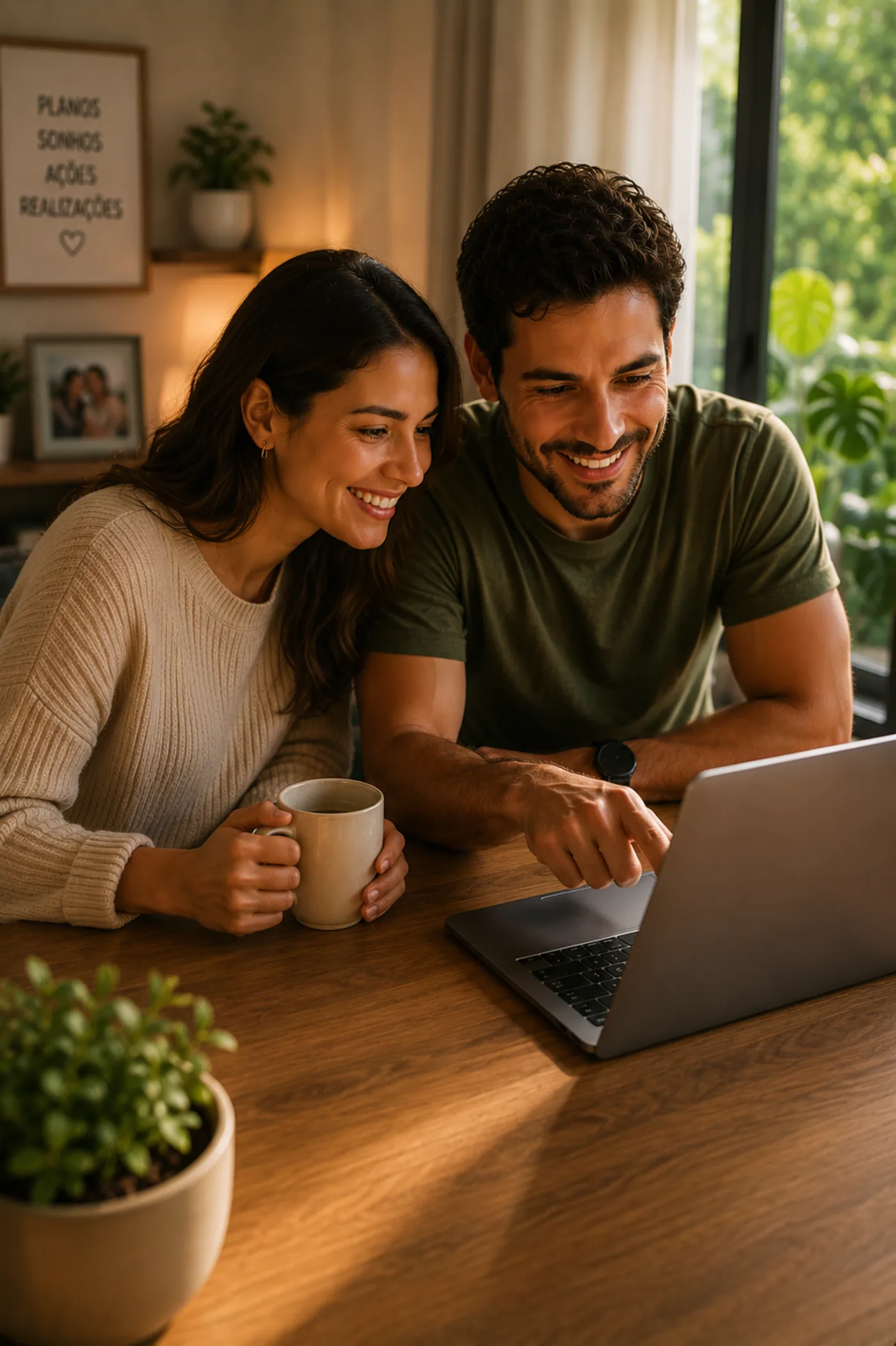Casal planejando o futuro financeiro juntos